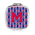 Carolines Treasures Letter M Football Harvard Crimson and Yale Blue Compact Mirror CJ1076-MSCM